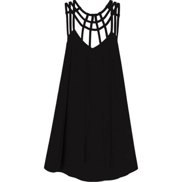 💠 RVCA Maris Black Strappy Cage Mini Shift Dress Size S - Picture 3 of 14